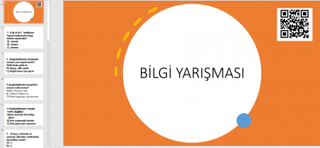 1. Sınıf Bilgi Yarışması 2. Dönem Sonu Bilgi Barışması Etkinliği